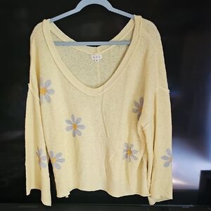 POL Yellow Floral Knit Top